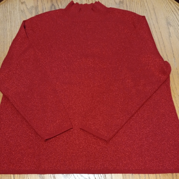 Draper's & Damons Red Metallic Mock Turtle Neck Women's Sweater Plus Size 2X - Picture 15 of 15